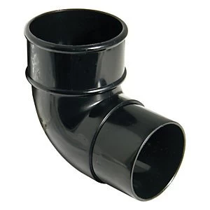 FloPlast RB1B Round Line Downpipe Offset Bend - Black 92.5 Deg x 68mm