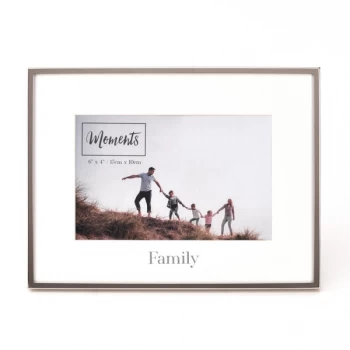 Moments Silver with Mount Photo Frame 6" x 4" - Family