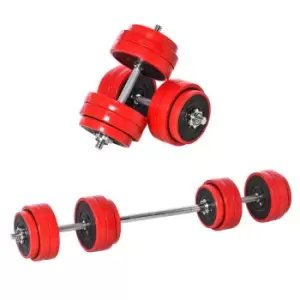 Homcom 30Kgs Dumbbell & Barbell Adjustable Ergonomic Set Exercise In Home Gym