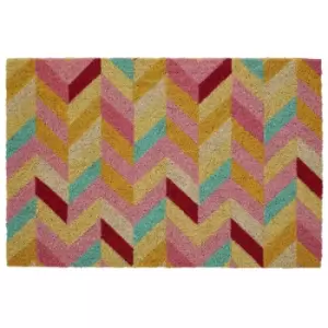 Premier Housewares Chevron Design Door Mat / Non Slip Floor Mat Indoor and Outdoor Welcome Mat With Robust Coir For Door Entrances / House Entryway /