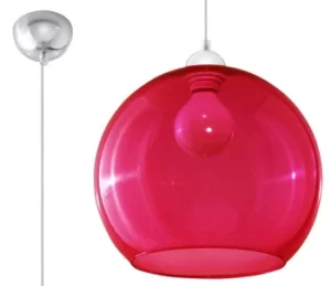 1 Light Glass Dome Ceiling Pendant Red, Chrome, E27