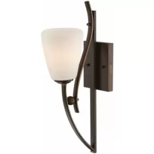 Loops - Wall Light Curved Metal Opal Etched Glass Shade Palladian Bronze LED E27 60W