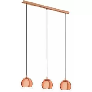 Pendant Ceiling Light Colour Copper Coloured Shade Clear Glass Bulb E27 3x40W