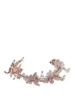 Jon Richard Rose Gold and Leaf Hair Vine, Silver, Women