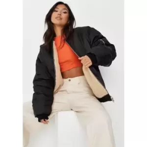 Missguided Rversbl Osizd Borg Bomber - Black