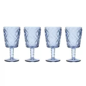 Interiors By Ph Set Of Four Blue Wine Glasses