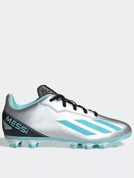 Adidas X.4 Messi Crazy Fast Junior Firm Ground Football Boot, Silver, Size 1