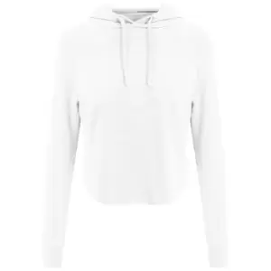 AWDis Womens/Ladies Just Cool Cross Back Cropped Hoodie (M) (Arctic White)