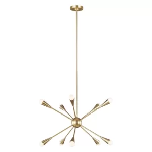 Jax 10 Light Chandelier, Burnished Brass, G9