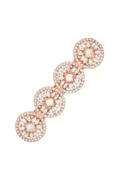 Rose Gold Crystal Floral Barette Hair Clip