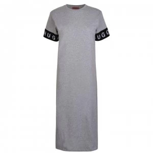 Hugo Boss Tape Logo Midi Dress Grey Size L Women