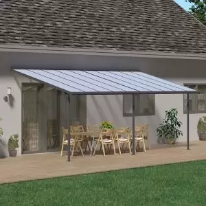 Palram - Canopia Sierra Grey Non-Retractable Awning, (L)8.6M (H)3.05M (W)2.95M