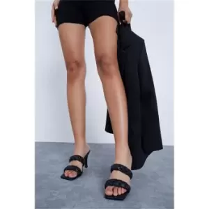 I Saw It First Plaited Double Strap Heeled Mule - Black