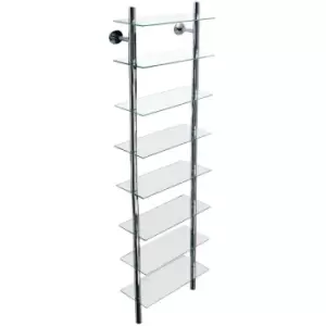 Splash - Wall Mounted Glass Bathroom Storage Shelf - Clear - Chrome