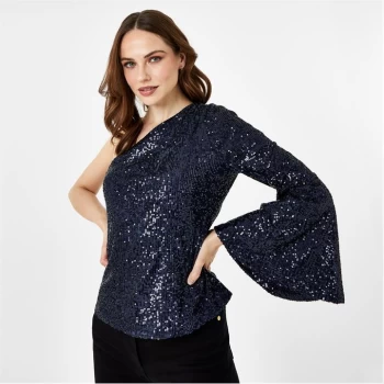 Biba BIBA x Tess Daly One Shoulder Sequin Top - Midnight sequin