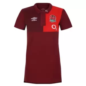 Umbro England Rugby CVC Polo Shirt 2023 2024 Womens - Red