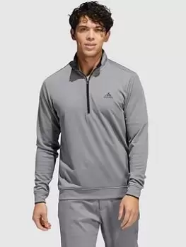 adidas Golf Primegreen UPF Quarter Zip Pullover - Grey/Black, Grey/Black, Size S, Men