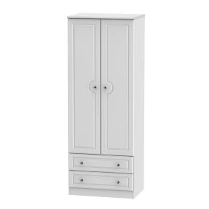 Robert Dyas Berryfield Ready Assembled 2-Door 2- Drawer Tall Wardrobe - Gloss White