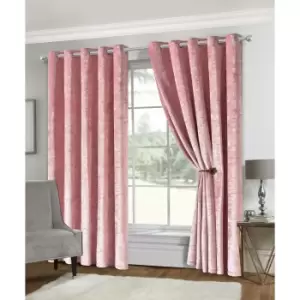 Isabella Rose Amelia Crushed Velvet Eyelet Curtains - Blush - 117cm (46") X 137cm (54") TJ Hughes