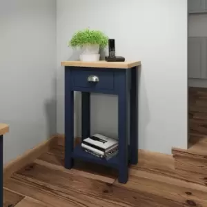 Rye Two Tone Oak & Blue Telephone Table With Magazine Shelf