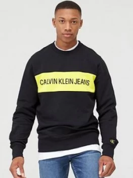 Calvin Klein Jeans Instit Contrast Panel Sweatshirt - Black, Size 2XL, Men