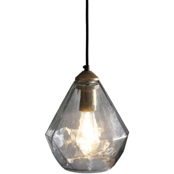 Endon Directory Lighting - Single Pendant Light Antique Gold Paint, Clear Glass