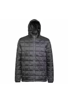 Box Quilt Hooded Zip Up Jacket