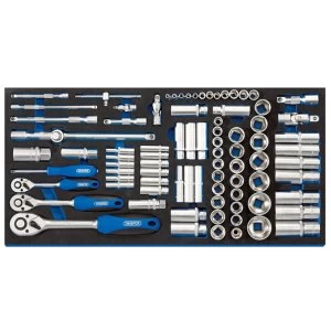 Draper 1/4", 3/8", And 1/2" Socket Set In Full Drawer EVA Insert Tray (84 Piece)