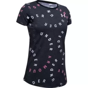 Under Armour Printed T Shirt Junior Girls - Black