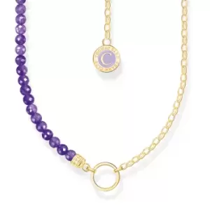 THOMAS SABO Gold Plated Charmista Fine Chain Imitation Amethyst Charm Necklace