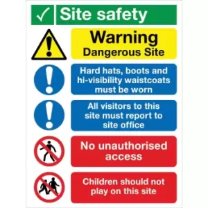 Site Safety Starts Here Rigid PVC Sign - 600 x 800mm