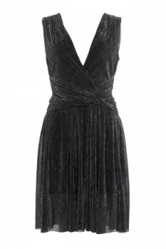 French Connection Marcelle Shimmer Jersey V Neck Dress Black