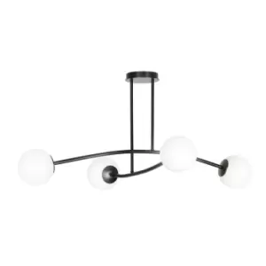 Halldor Black Globe Ceiling Light with White Glass Shades, 4x E14