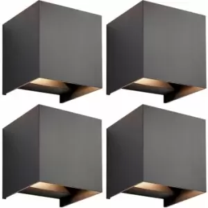 4 pack Twin Outdoor IP44 Cube Wall Light - 2 x 5.5W cct LED - Matt Black