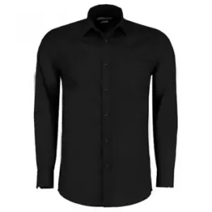 Kustom Kit Mens Long Sleeve Tailored Poplin Shirt (15) (Black)