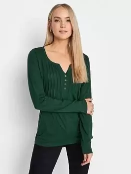 Long Tall Sally Dark Green Ls Henley Top, Green, Size 18, Women