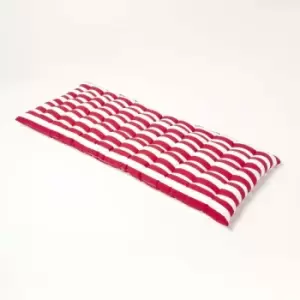 Red Stripe Bench Cushion 2 Seater - Homescapes