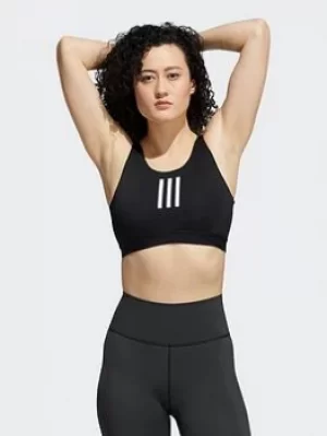 adidas Dont Rest Medium-support 3-stripes Bra, Black/White, Size L, Women