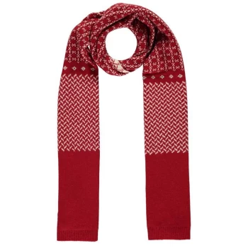 Jack Wills Deeping Wool Blend Fair Isle Scarf - Red