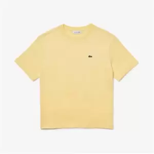 Lacoste Womens Crew Neck Premium Cotton T-Shirt Size 8 Yellow