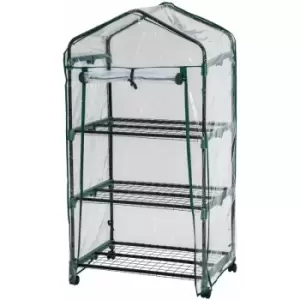 Mobile greenhouse w/ 3 shelves (69 x 49 x 125 cm) - mini greenhouse, small greenhouse, greenhouse shelving - transparent