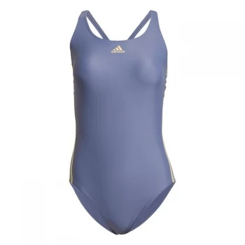 adidas Womens Fit 3-Stripes Swimsuit - Orbit Violet / Orange Tint