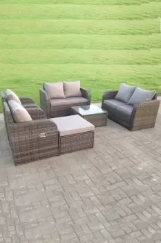 Rattan Garden Furniture Set Reclining Chair love Sofa Big footstool 7 Seater