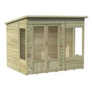 Forest Garden - 8' x 6' Forest Oakley Double Door Pent Summer House (2.51m x 2.03m) - Natural Timber