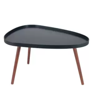 Black MDF & Brown Pine Wood Teardrop Coffee Table