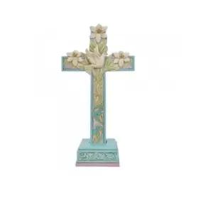 Cross with Lilies and Dove Figurine