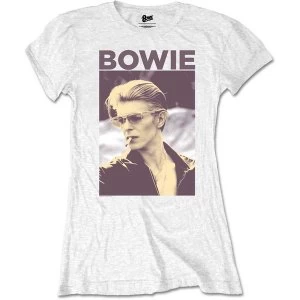 David Bowie - Smoking Womens X-Large T-Shirt - White