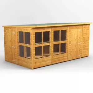 14X8 Power Pent Potting Shed Combi Including 6ft Side Store