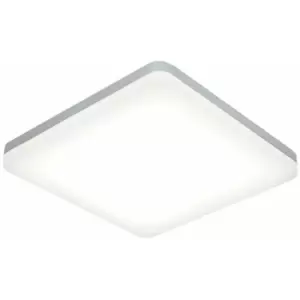 Loops - Slim Square LED Flush Ceiling Light 22W Cool White IP44 Sliver Bathroom Lamp