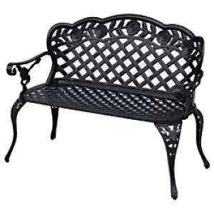 Outsunny Garden Bench, Cast Aluminium, 107Lx58Wx85H cm-Black